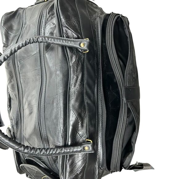 NWT Black Lambskin Leather Duffle Bag MARINE CORPS SCHOLARSHIP FOUNDATION - Picture 9 of 15